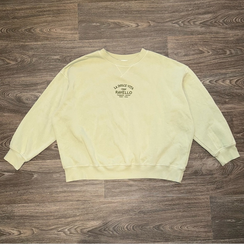 |SOLD| h&m la dolce vita sage green cotton blend crewneck sweatshirt